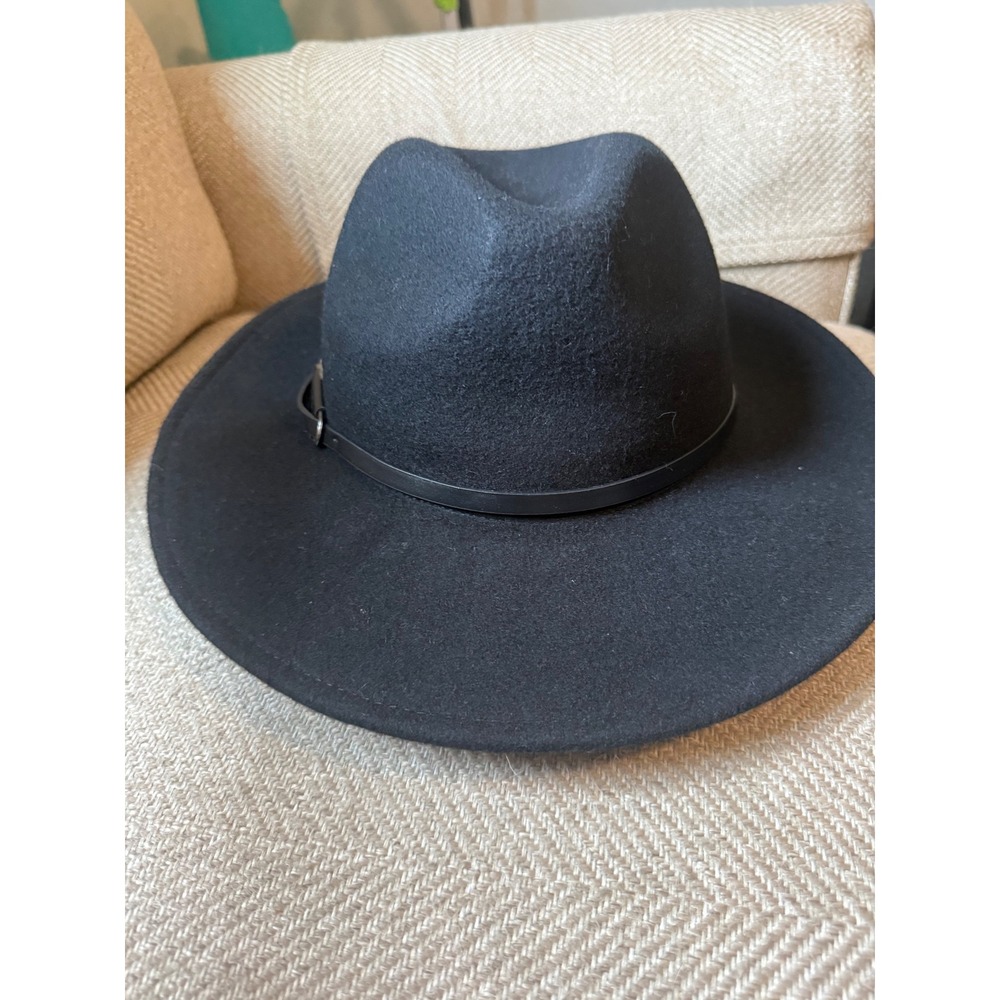 Scala Black Wool Felt Pinch Front Wide Brim Fedora Hat Packable LF293 NEW - Picture 2 of 8